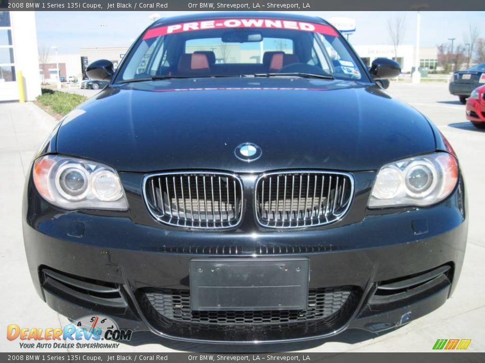 2008 BMW 1 Series 135i Coupe Jet Black / Coral Red Photo #5