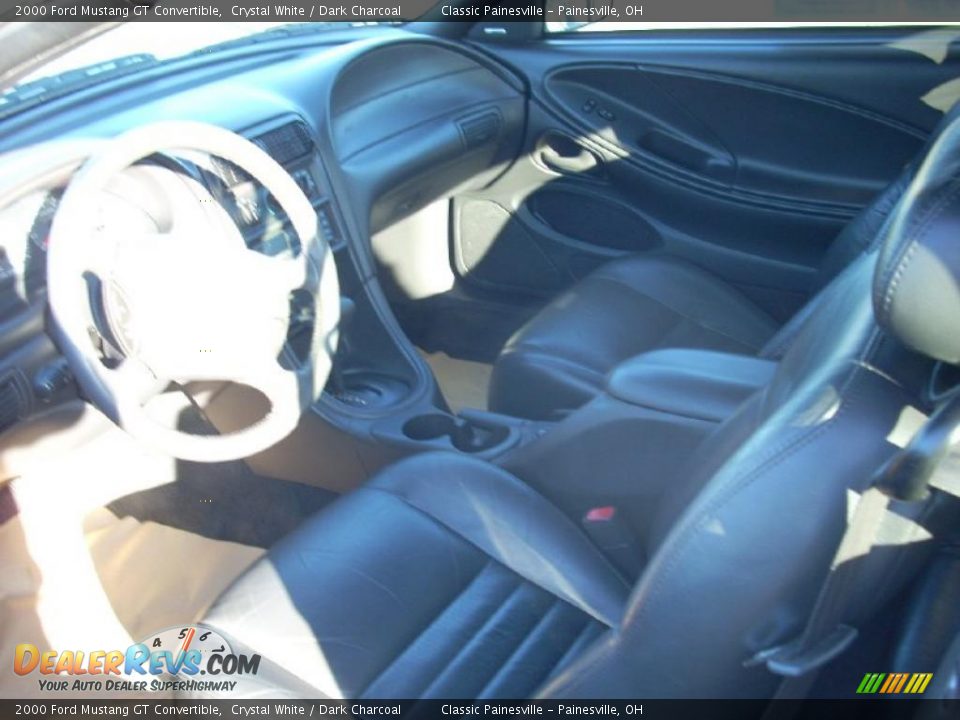 2000 Ford Mustang GT Convertible Crystal White / Dark Charcoal Photo #2