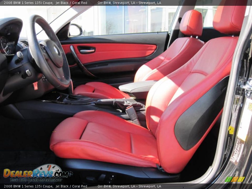 2008 BMW 1 Series 135i Coupe Jet Black / Coral Red Photo #9