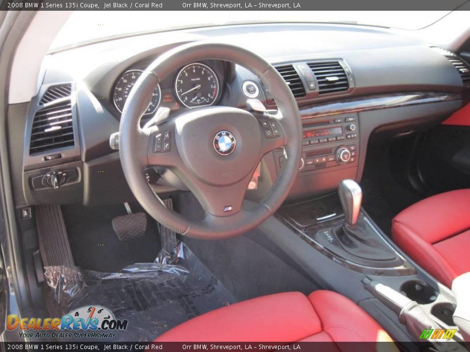 2008 BMW 1 Series 135i Coupe Jet Black / Coral Red Photo #12