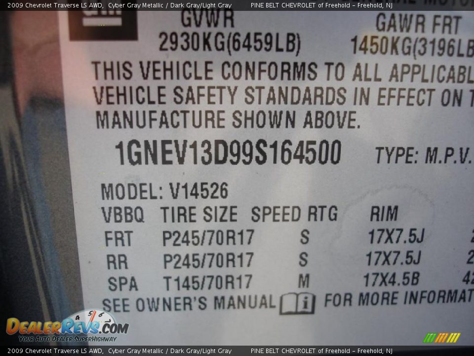 2009 Chevrolet Traverse LS AWD Cyber Gray Metallic / Dark Gray/Light Gray Photo #15