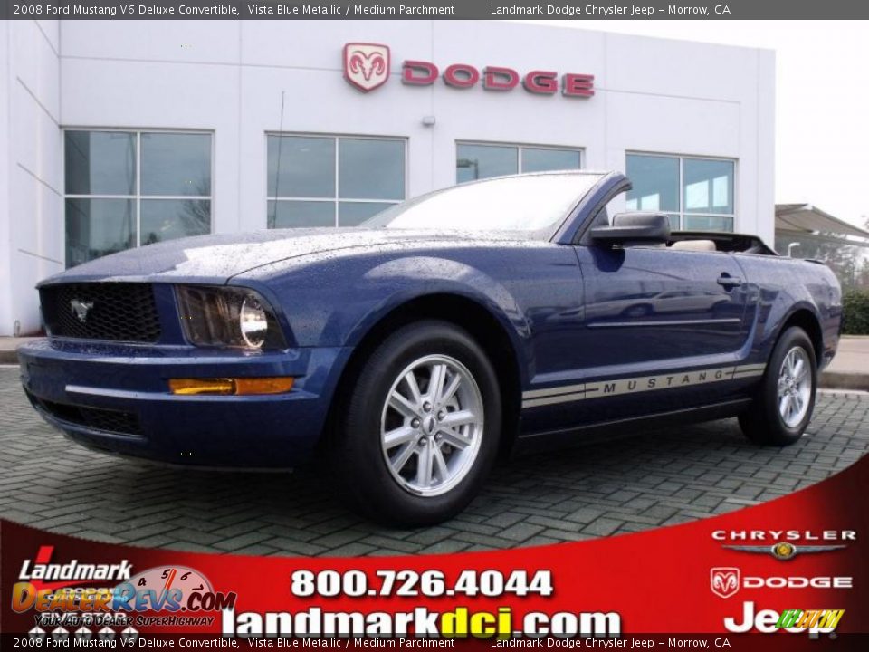 2008 Ford Mustang V6 Deluxe Convertible Vista Blue Metallic / Medium Parchment Photo #1