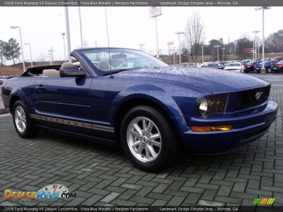 2008 Ford Mustang V6 Deluxe Convertible Vista Blue Metallic / Medium Parchment Photo #7