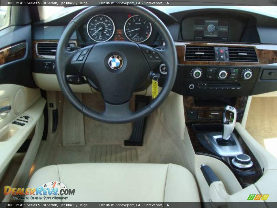 2008 BMW 5 Series 528i Sedan Jet Black / Beige Photo #4