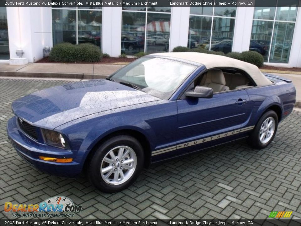 2008 Ford Mustang V6 Deluxe Convertible Vista Blue Metallic / Medium Parchment Photo #10