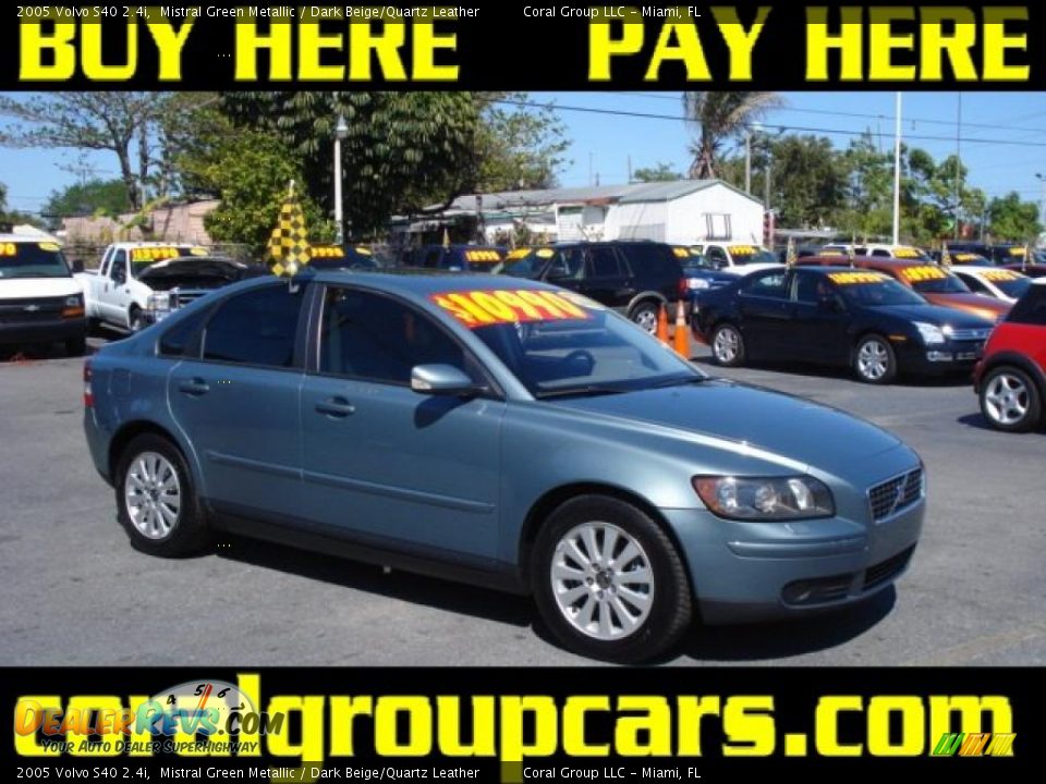 2005 Volvo S40 2.4i Mistral Green Metallic / Dark Beige/Quartz Leather Photo #1