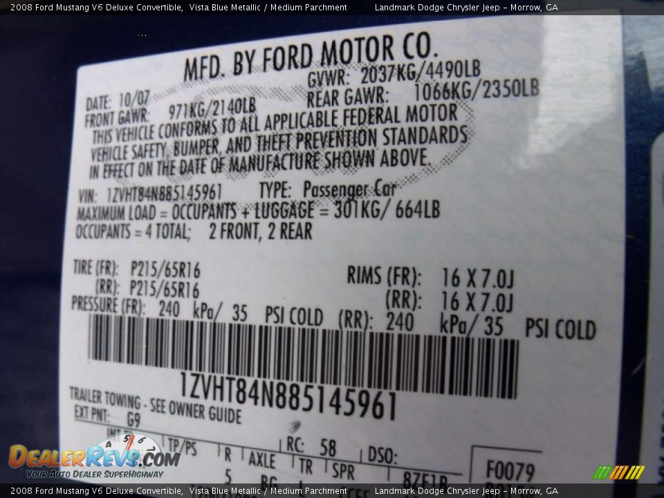 2008 Ford Mustang V6 Deluxe Convertible Vista Blue Metallic / Medium Parchment Photo #25