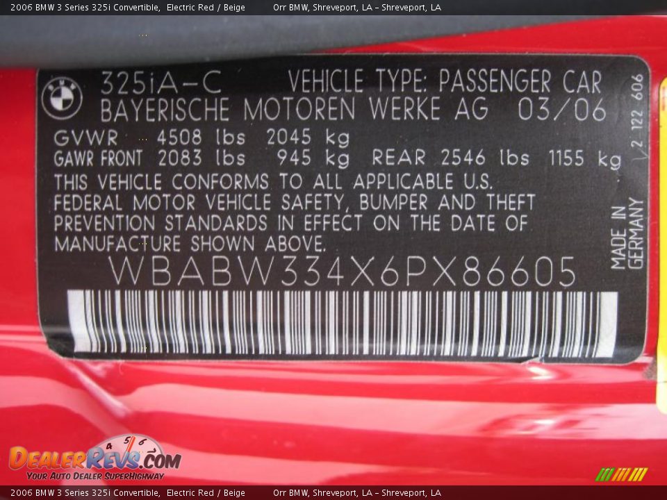 2006 BMW 3 Series 325i Convertible Electric Red / Beige Photo #13