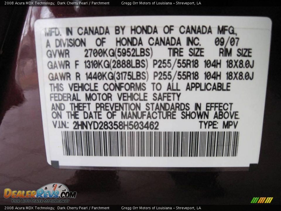 2008 Acura MDX Technology Dark Cherry Pearl / Parchment Photo #13