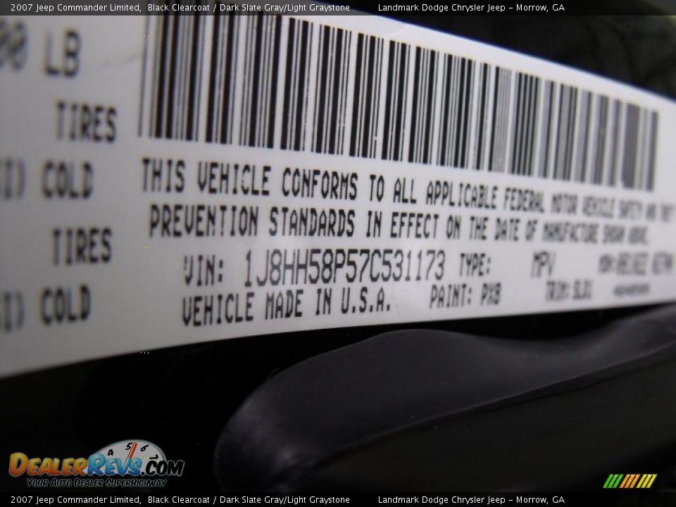2007 Jeep Commander Limited Black Clearcoat / Dark Slate Gray/Light Graystone Photo #36