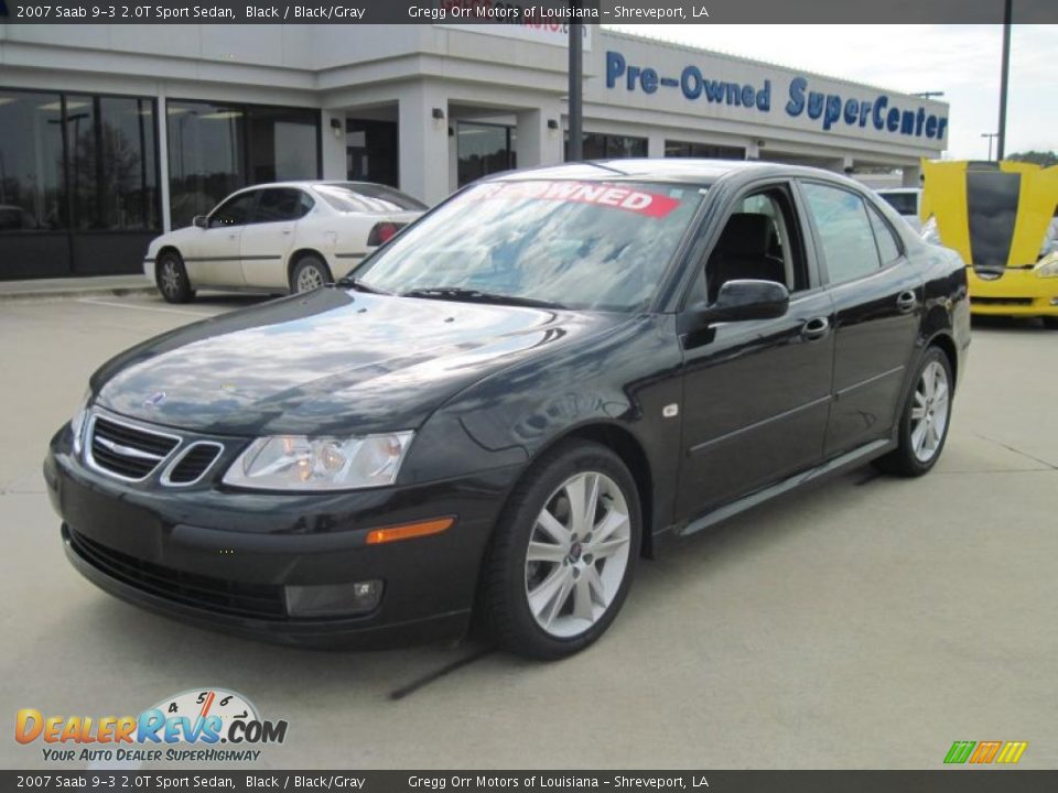 2007 Saab 9-3 2.0T Sport Sedan Black / Black/Gray Photo #1