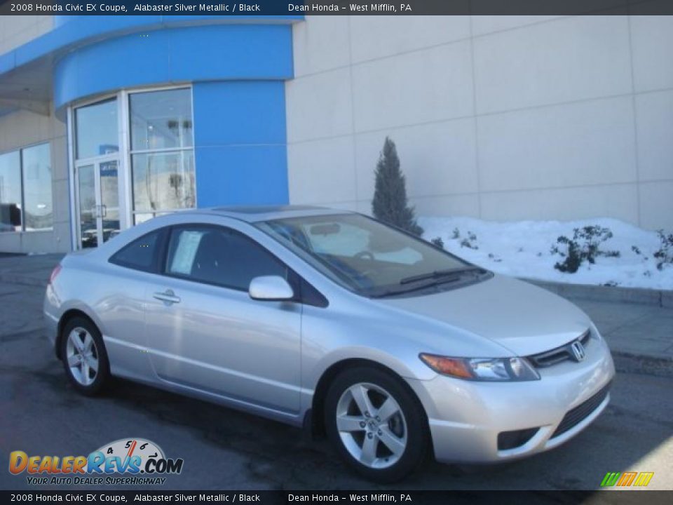 2008 Honda Civic EX Coupe Alabaster Silver Metallic / Black Photo #1