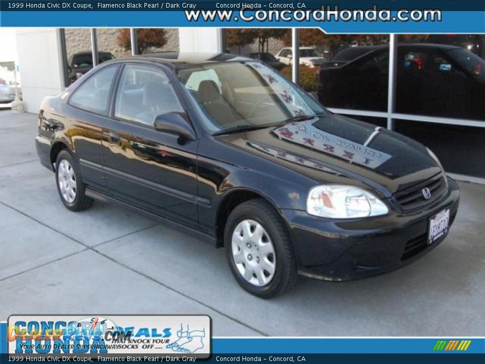 1999 Honda Civic DX Coupe Flamenco Black Pearl / Dark Gray Photo #1