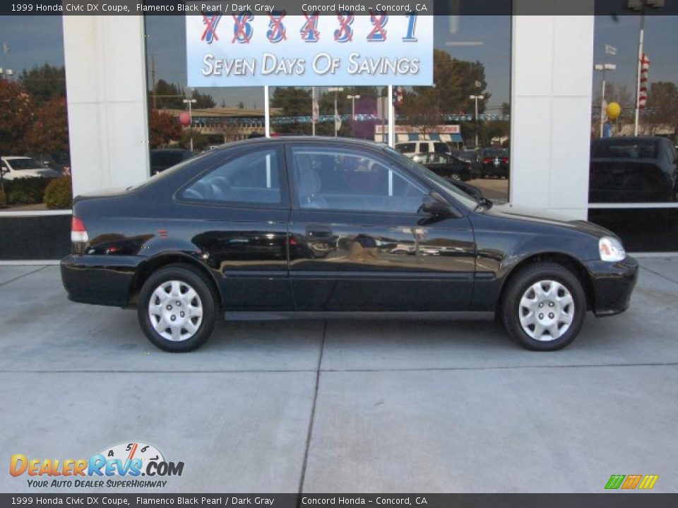 1999 Honda Civic DX Coupe Flamenco Black Pearl / Dark Gray Photo #2