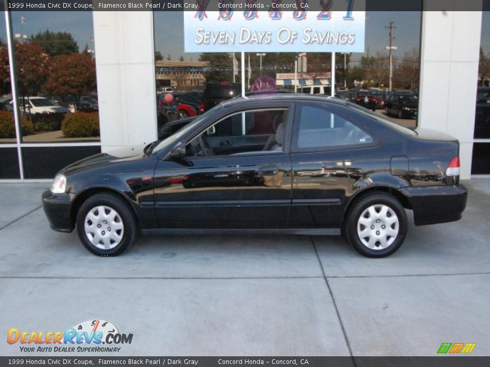 1999 Honda Civic DX Coupe Flamenco Black Pearl / Dark Gray Photo #6