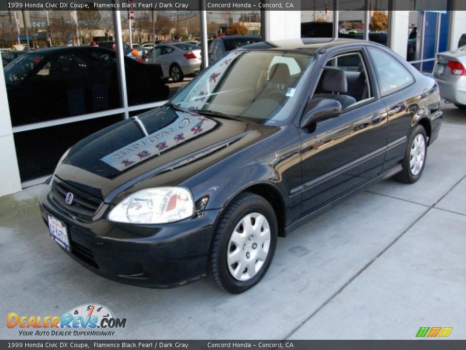 1999 Honda Civic DX Coupe Flamenco Black Pearl / Dark Gray Photo #7