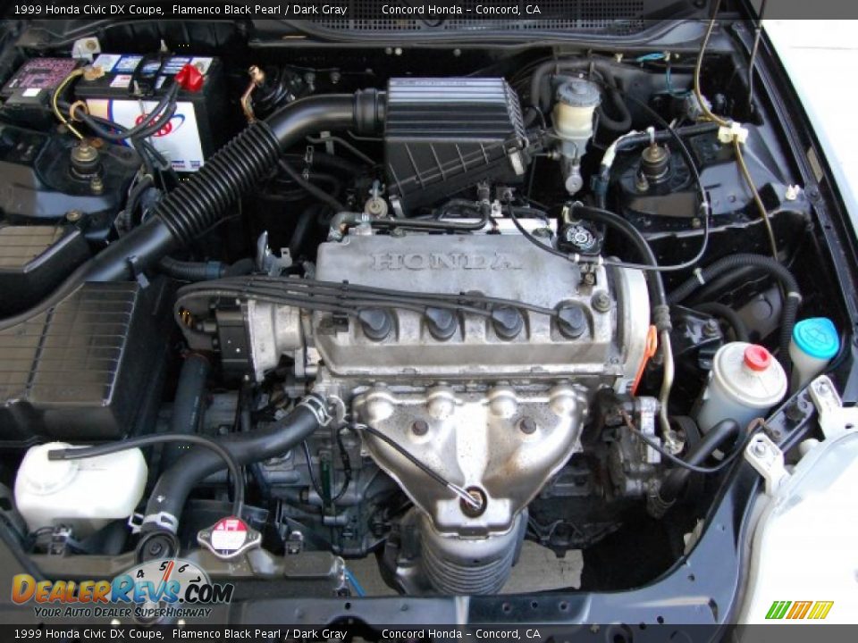 1999 Honda Civic DX Coupe Flamenco Black Pearl / Dark Gray Photo #9