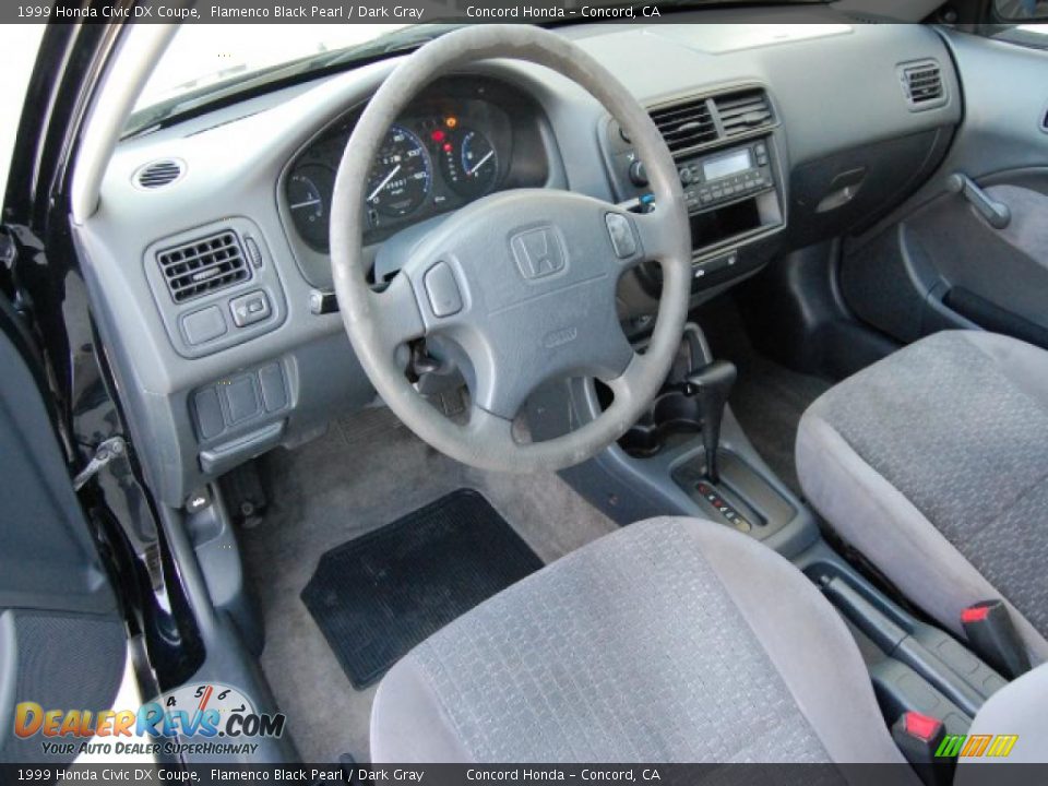 1999 Honda Civic DX Coupe Flamenco Black Pearl / Dark Gray Photo #12