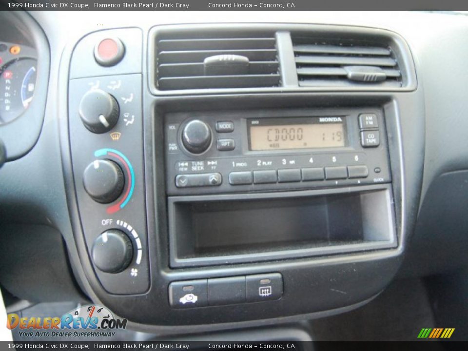 1999 Honda Civic DX Coupe Flamenco Black Pearl / Dark Gray Photo #13