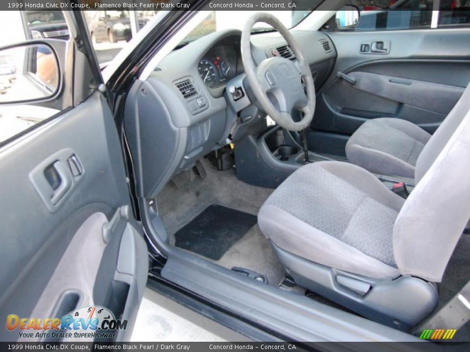 1999 Honda Civic DX Coupe Flamenco Black Pearl / Dark Gray Photo #16