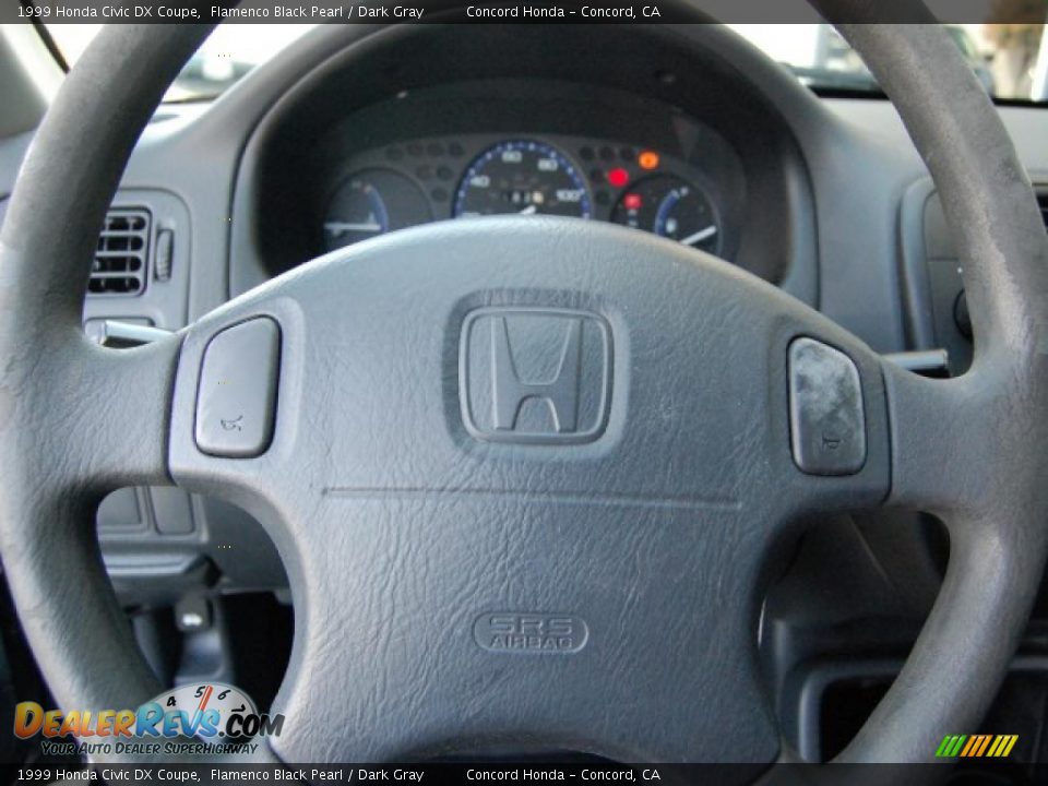 1999 Honda Civic DX Coupe Flamenco Black Pearl / Dark Gray Photo #20