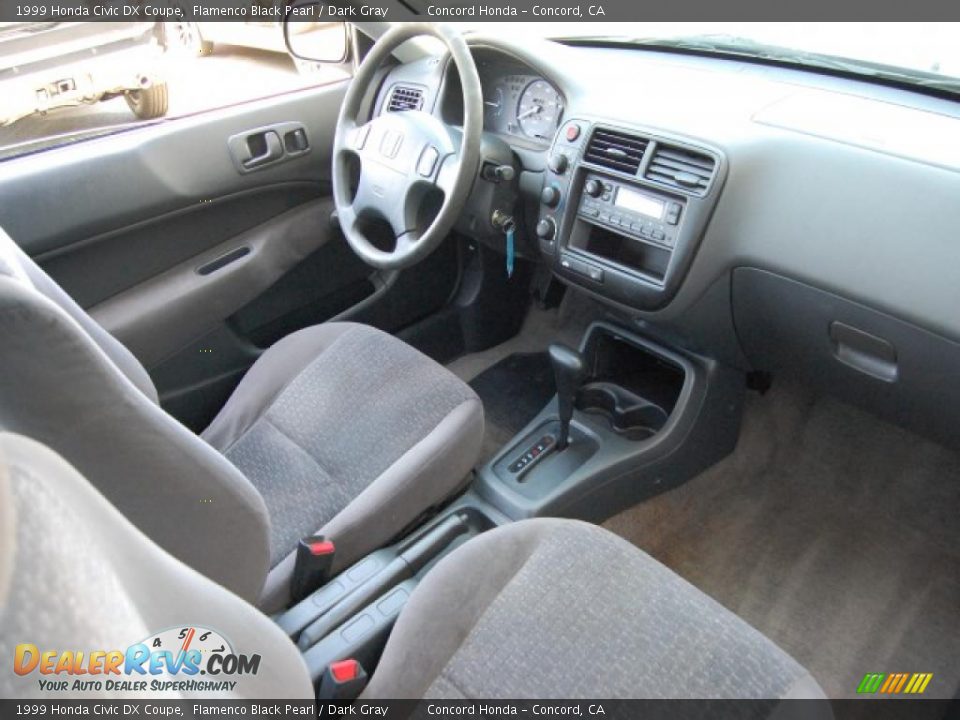 1999 Honda Civic DX Coupe Flamenco Black Pearl / Dark Gray Photo #23