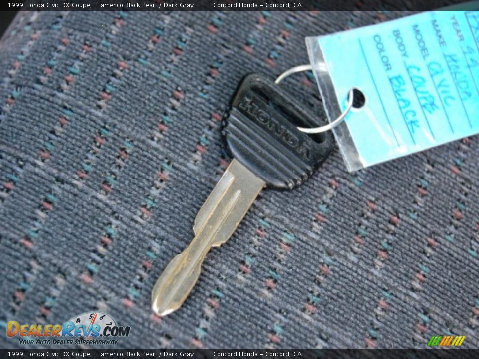 1999 Honda Civic DX Coupe Flamenco Black Pearl / Dark Gray Photo #28
