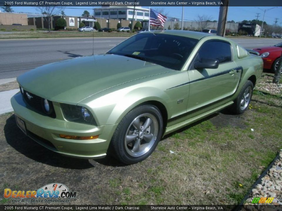 2005 Ford Mustang GT Premium Coupe Legend Lime Metallic / Dark Charcoal Photo #1