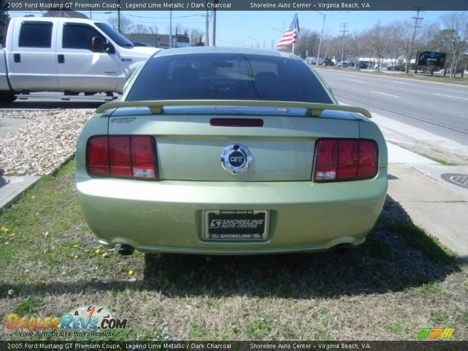 2005 Ford Mustang GT Premium Coupe Legend Lime Metallic / Dark Charcoal Photo #4