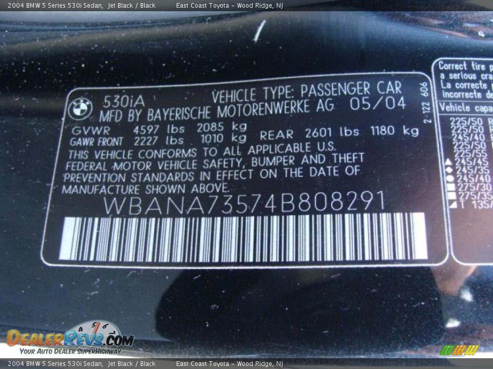 2004 BMW 5 Series 530i Sedan Jet Black / Black Photo #15