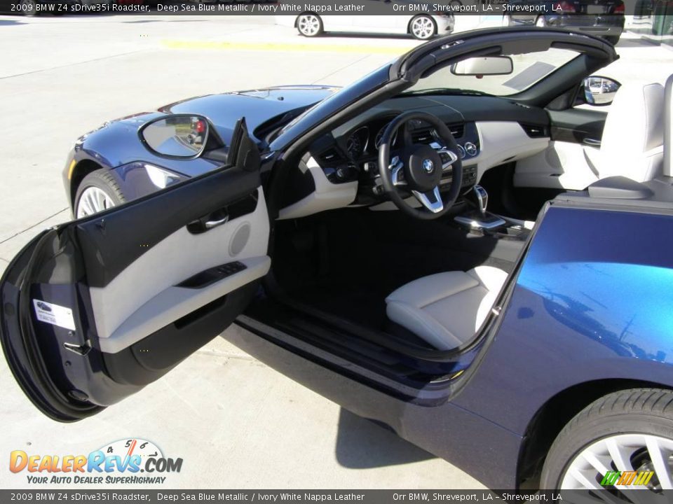 2009 BMW Z4 sDrive35i Roadster Deep Sea Blue Metallic / Ivory White Nappa Leather Photo #6