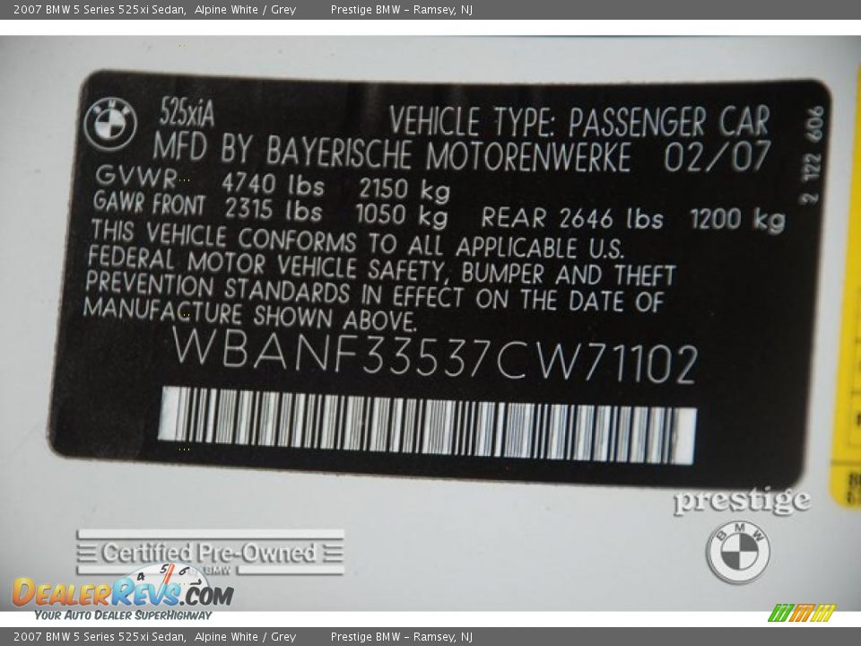 2007 BMW 5 Series 525xi Sedan Alpine White / Grey Photo #16