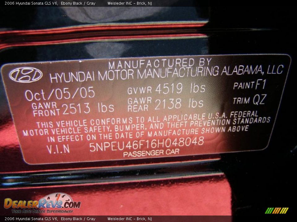 2006 Hyundai Sonata GLS V6 Ebony Black / Gray Photo #14