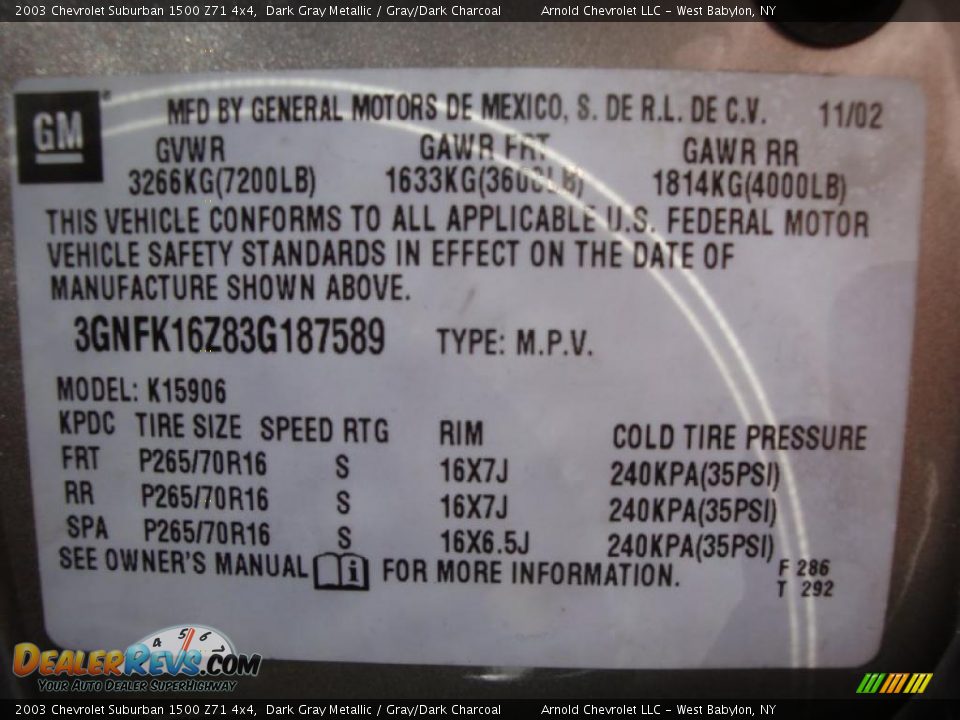 2003 Chevrolet Suburban 1500 Z71 4x4 Dark Gray Metallic / Gray/Dark Charcoal Photo #17