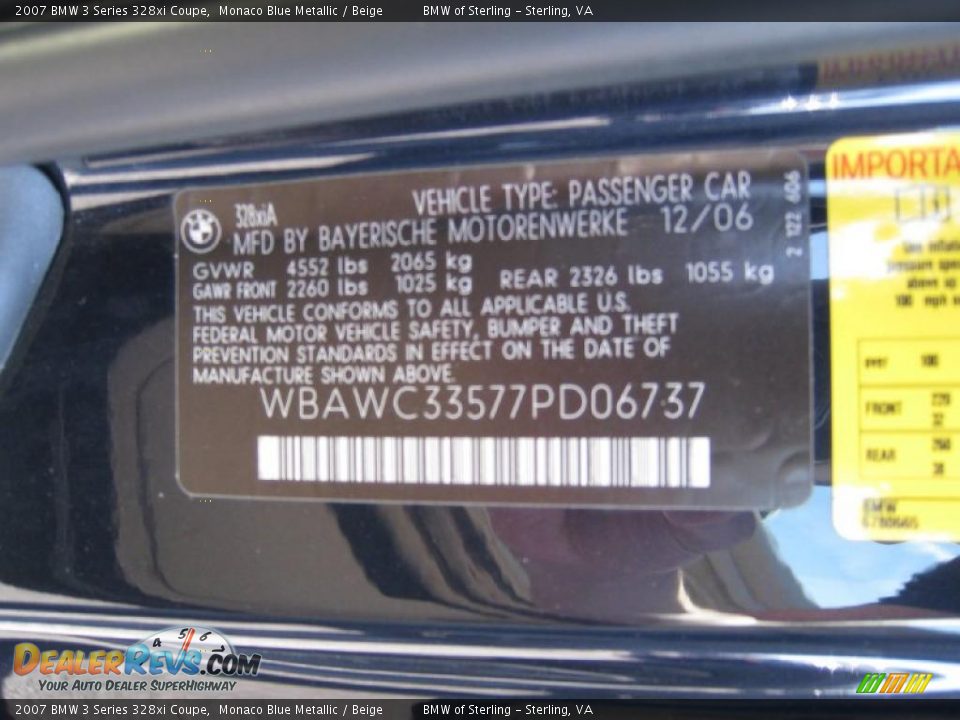2007 BMW 3 Series 328xi Coupe Monaco Blue Metallic / Beige Photo #14