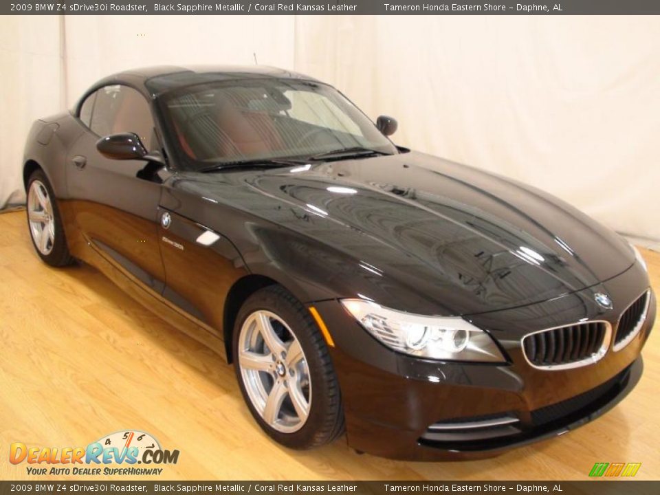 2009 BMW Z4 sDrive30i Roadster Black Sapphire Metallic / Coral Red Kansas Leather Photo #2