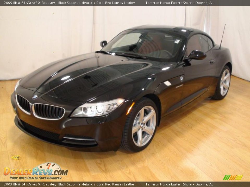 2009 BMW Z4 sDrive30i Roadster Black Sapphire Metallic / Coral Red Kansas Leather Photo #6