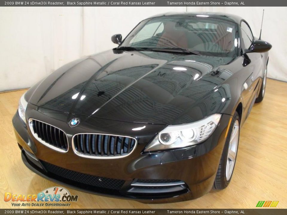 2009 BMW Z4 sDrive30i Roadster Black Sapphire Metallic / Coral Red Kansas Leather Photo #7