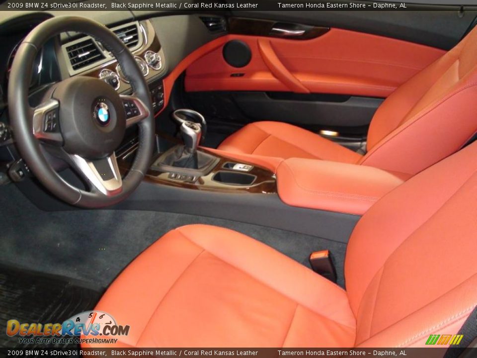 2009 BMW Z4 sDrive30i Roadster Black Sapphire Metallic / Coral Red Kansas Leather Photo #15