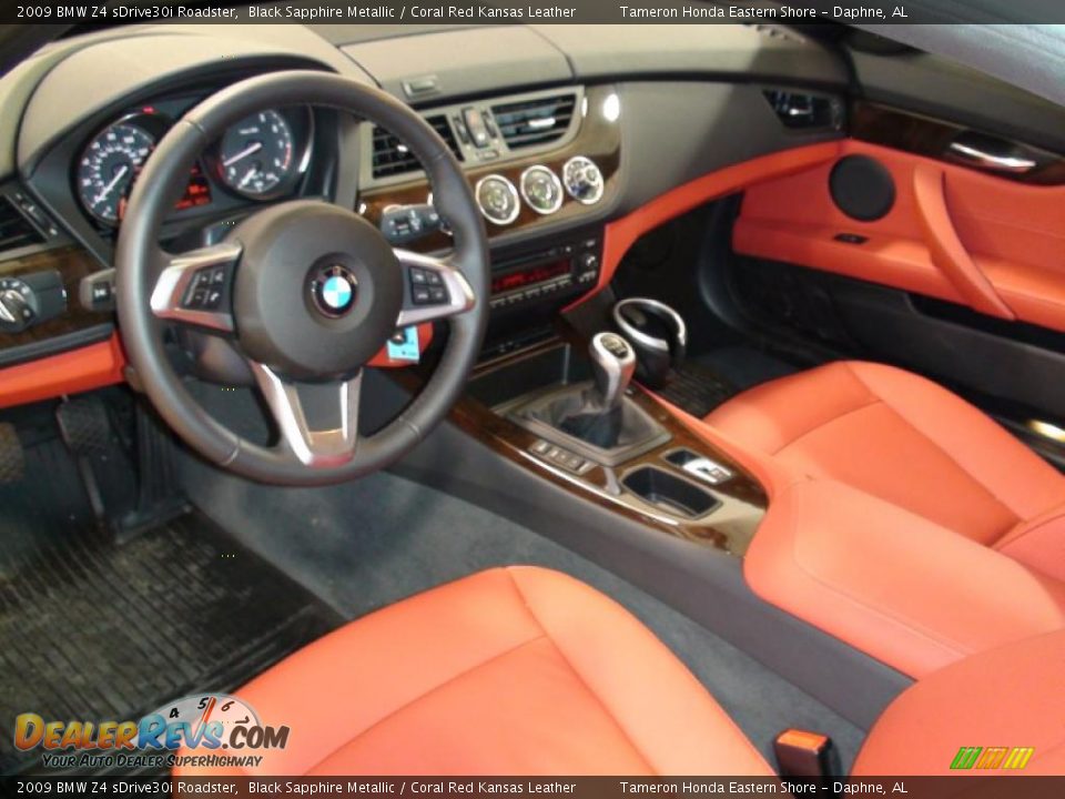 2009 BMW Z4 sDrive30i Roadster Black Sapphire Metallic / Coral Red Kansas Leather Photo #16