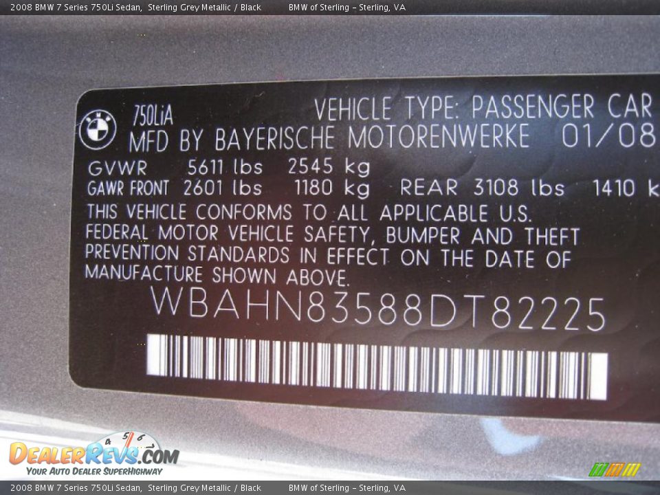 2008 BMW 7 Series 750Li Sedan Sterling Grey Metallic / Black Photo #15