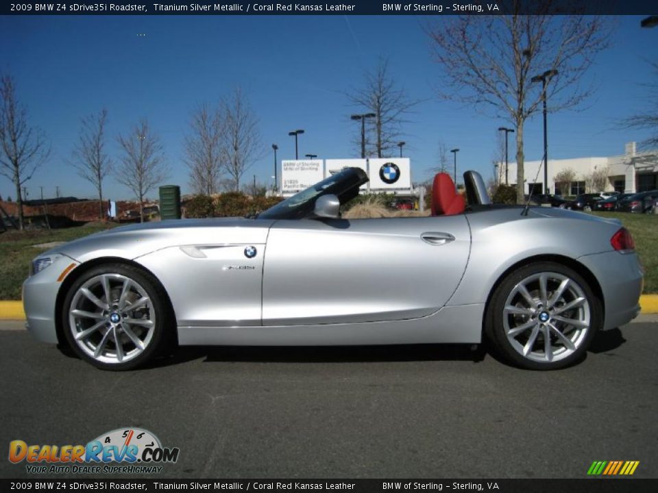 2009 BMW Z4 sDrive35i Roadster Titanium Silver Metallic / Coral Red Kansas Leather Photo #3