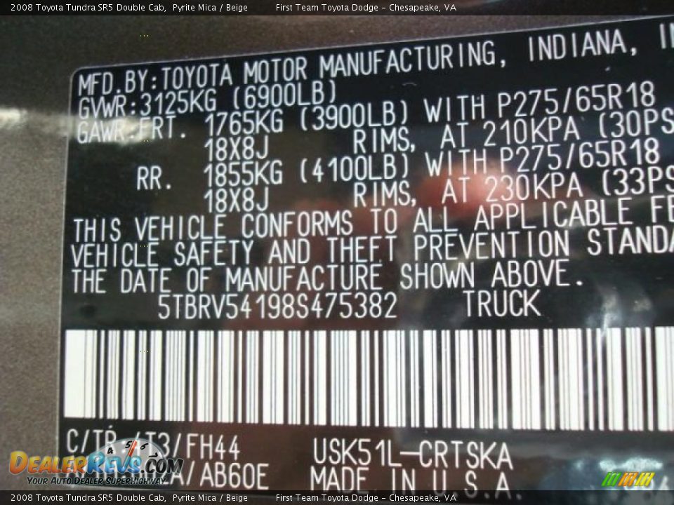 2008 Toyota Tundra SR5 Double Cab Pyrite Mica / Beige Photo #23