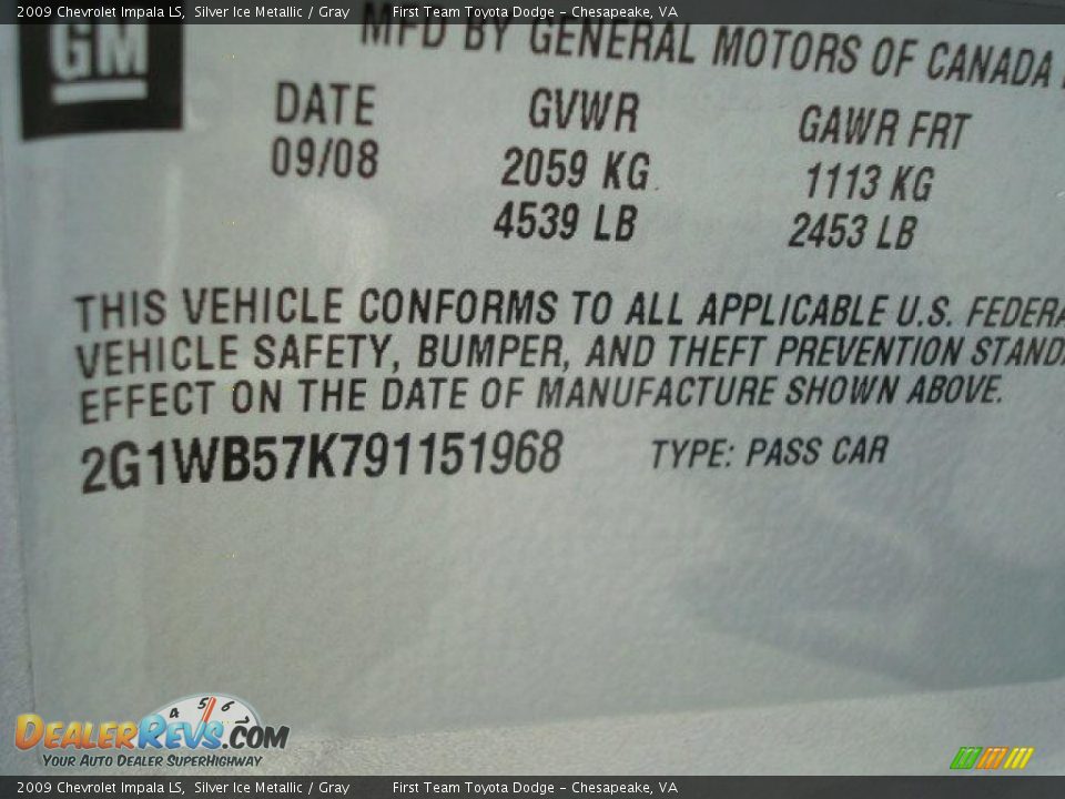2009 Chevrolet Impala LS Silver Ice Metallic / Gray Photo #18