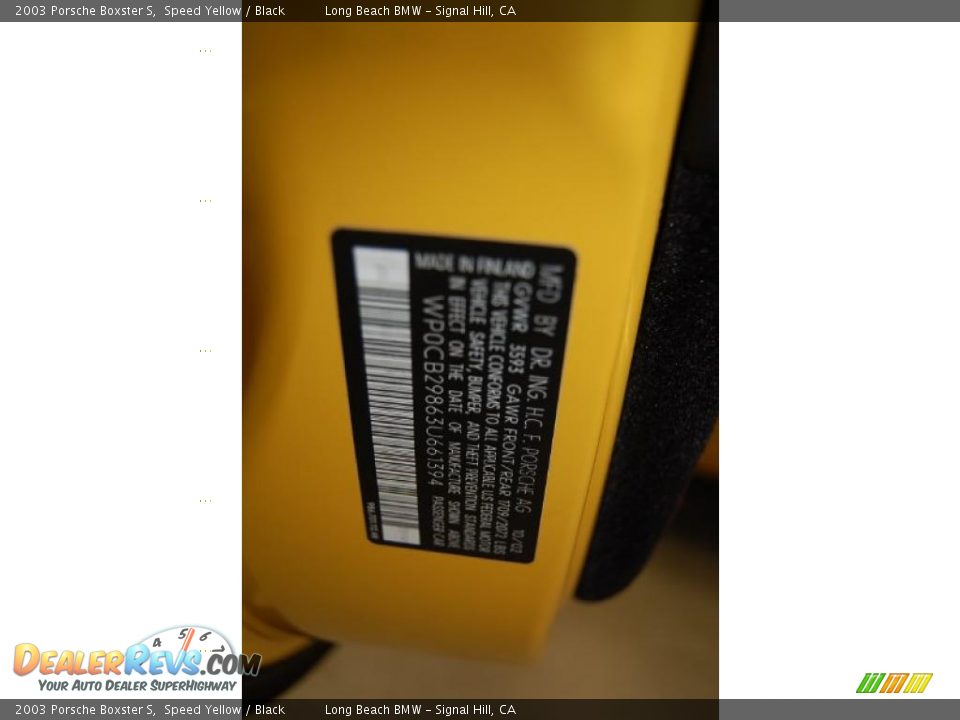 2003 Porsche Boxster S Speed Yellow / Black Photo #15