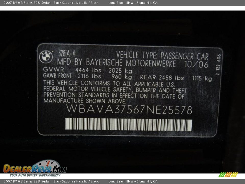 2007 BMW 3 Series 328i Sedan Black Sapphire Metallic / Black Photo #15