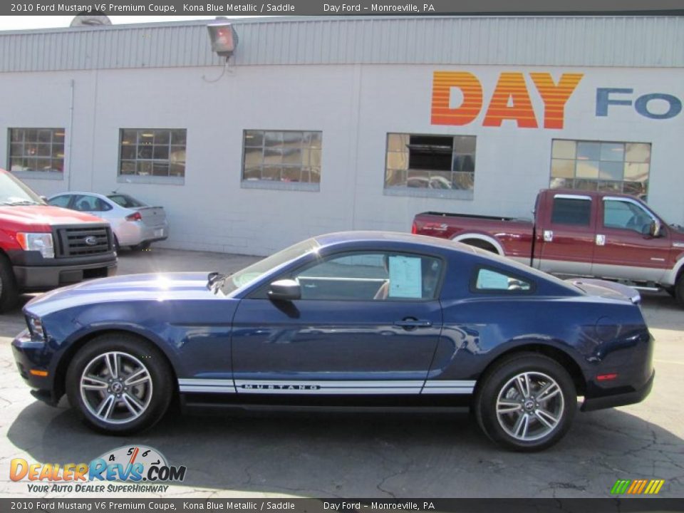 2010 Ford Mustang V6 Premium Coupe Kona Blue Metallic / Saddle Photo #2