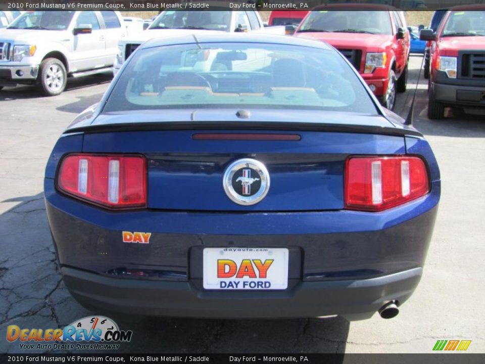 2010 Ford Mustang V6 Premium Coupe Kona Blue Metallic / Saddle Photo #7