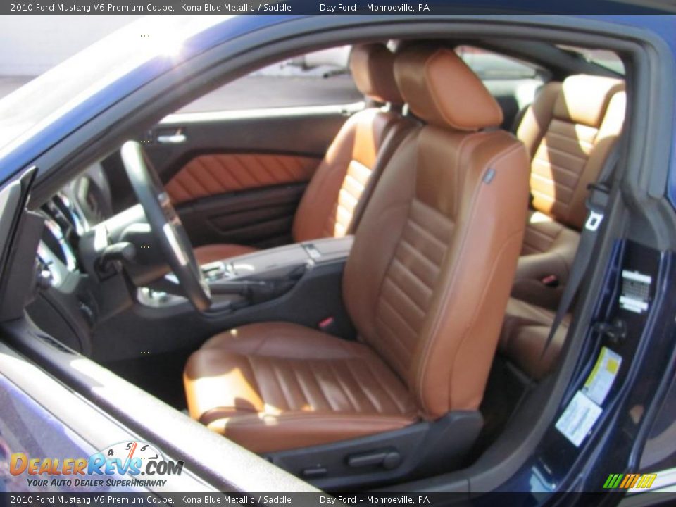 2010 Ford Mustang V6 Premium Coupe Kona Blue Metallic / Saddle Photo #9
