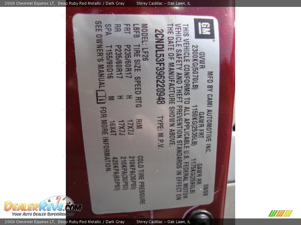 2009 Chevrolet Equinox LT Deep Ruby Red Metallic / Dark Gray Photo #21
